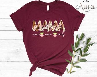 Custom Cow Mama T-Shirt, Personalized Farmer Gift, Mama Loves Her Herd Tee