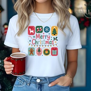 Merry Christmas T Shirt: Festive Reindeer Tree Graphic Holiday Tee
