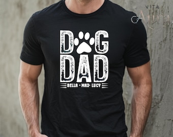 Custom Dog Dad Shirt, Personalized Dog Names, Vintage Style Tee