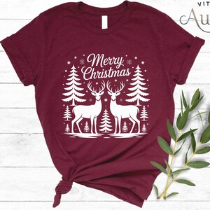 Merry Christmas Reindeer T Shirt: Festive Holiday Graphic Xmas Tee