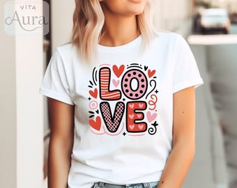 Love Graphic Shirt, Valentine Heart Design Tee, Love Illustration, Valentines Day T-Shirt