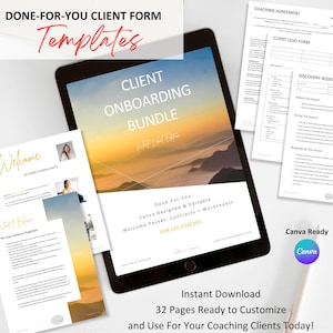 Client Onboarding Forms | Canva Template | New Client Welcome Packet | Editable Client Contracts Forms | Life Coaching Worksheets | Workbook