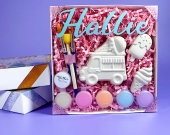 Ice Cream Truck Plaster Painting Kit: Custom Craft Gift Box