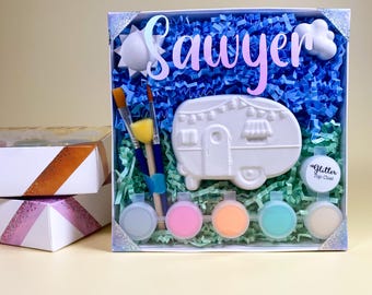 Camper Plaster Painting Kit – Kids Craft, Personalized Gift Box