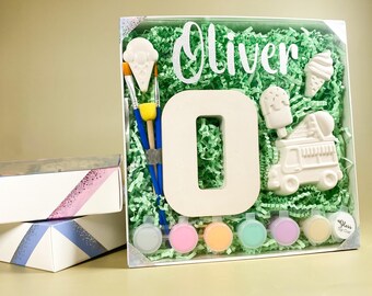 Personalized Plaster Painting Kit: Initial & Ice Cream Truck Gift Box