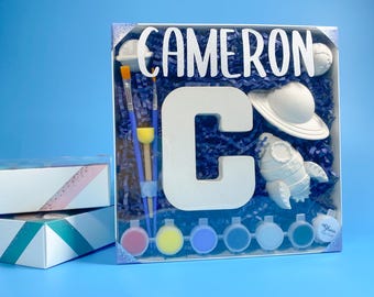 Personalized Plaster Painting Kit: Space Initial Gift Box
