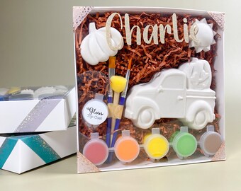 Personalized Halloween Plaster Painting Kit – Jack-O’-Lantern Truck Gift Box