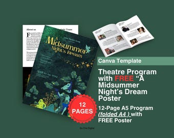 Theatre Program Canva Template with FREE “A Midsummer Night’s Dream Poster