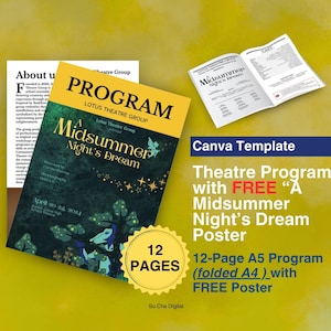 Canvasjabloon theaterprogramma met GRATIS 'A Midsummer Night's Dream-poster'