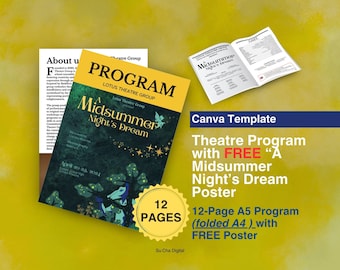 Canvasjabloon theaterprogramma met GRATIS 'A Midsummer Night's Dream-poster'