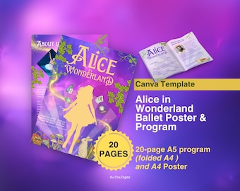 Plakat „Alicja w Krainie Czarów” i szablon programu Canva