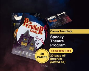 Teaterprogram och affisch för kuslig Halloween