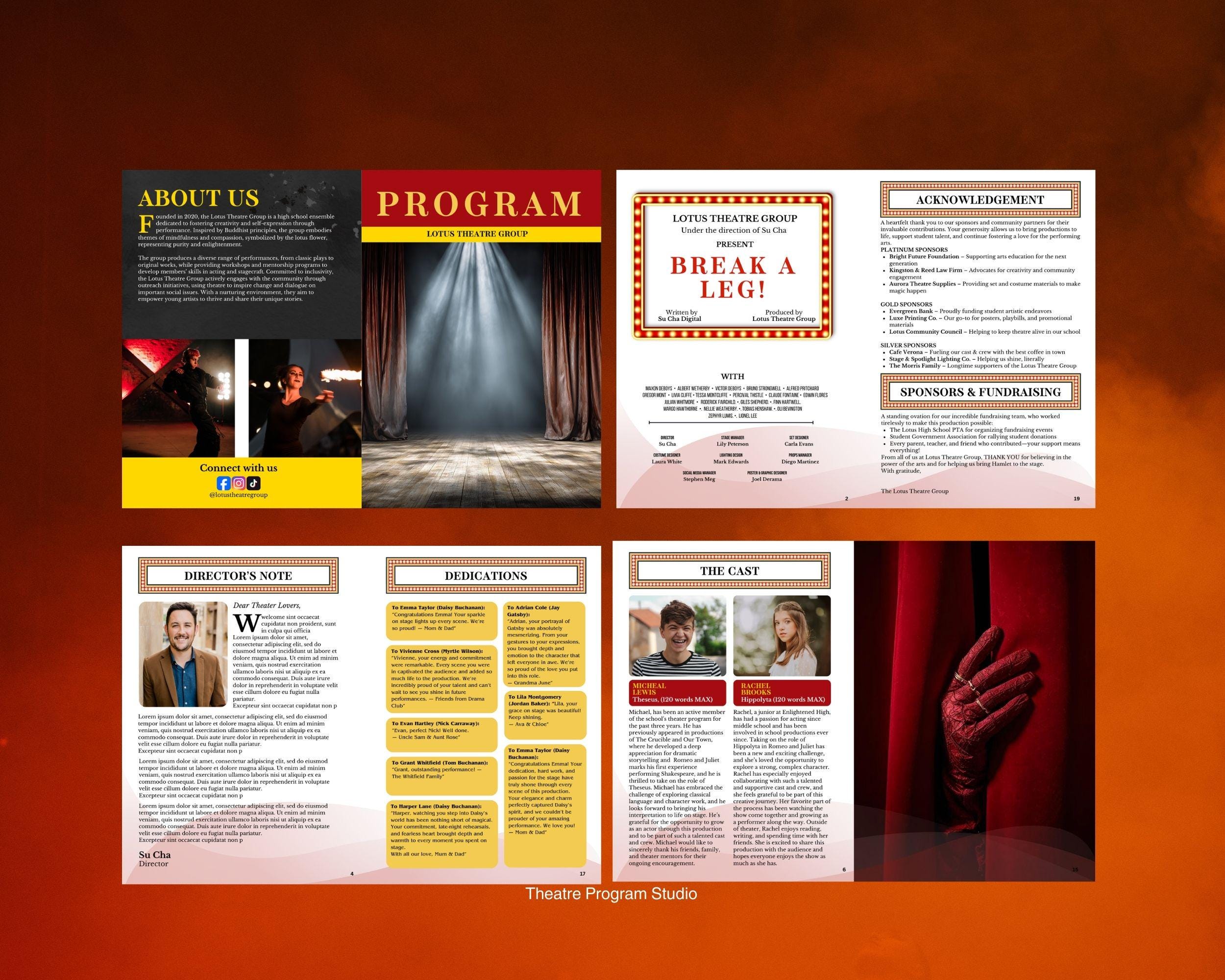Generic Theatre Program Canva Template - Etsy UK