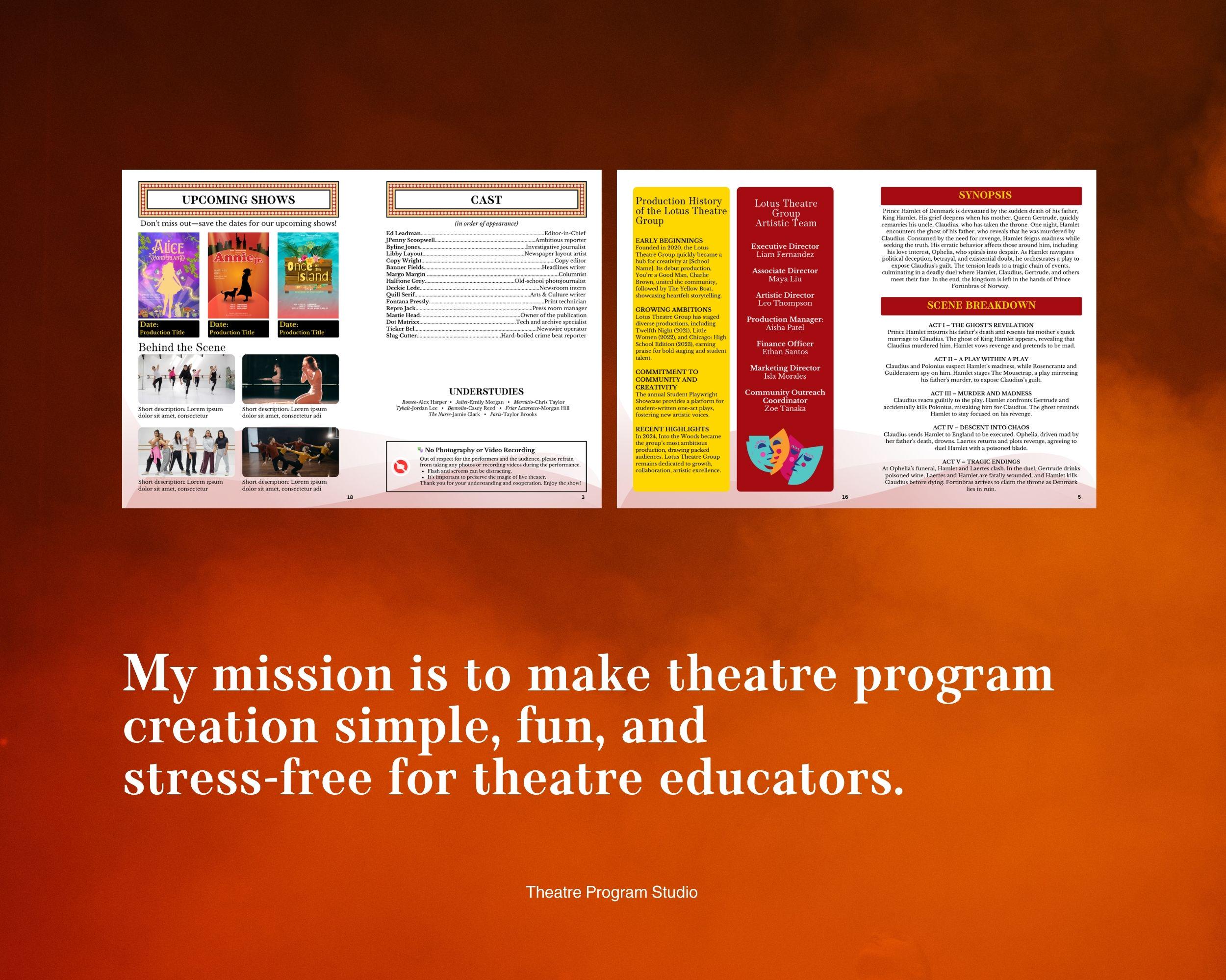 Generic Theatre Program Canva Template - Etsy UK
