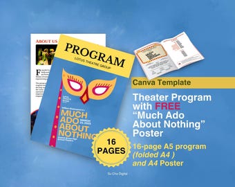 Canva Theatre Program Template| Much Ado About Nothing Poster