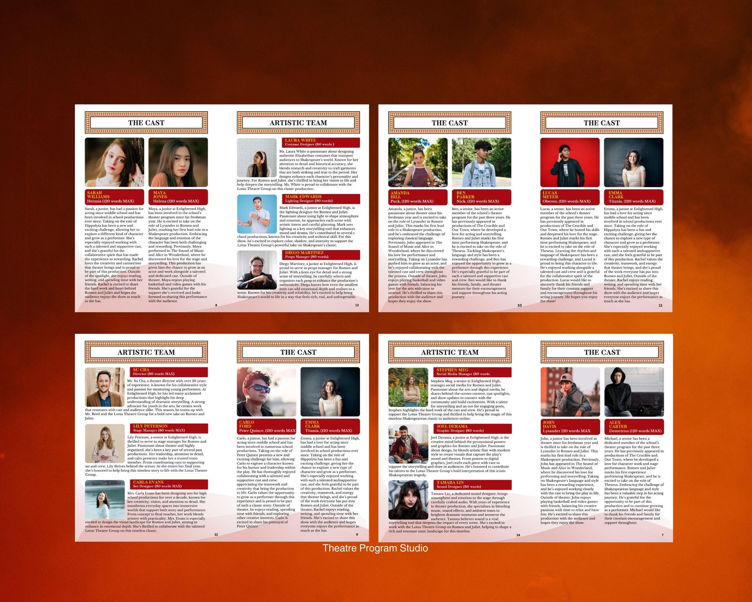 Generic Theatre Program Canva Template - Etsy UK