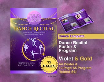 Recital baletowy, plakat i program recitalu tanecznego, w pełni edytowalne w Canva