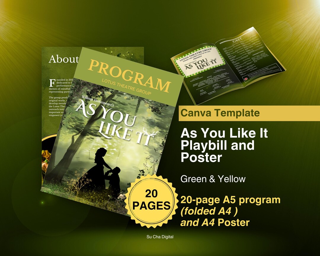 As You Like It Theatre Canva Playbill Template - Etsy