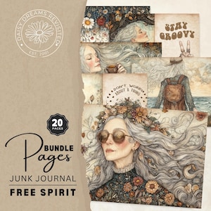 Paquete de páginas de diario basura boho vintage: descarga digital: páginas de álbum de recortes hippies: Groovy Boho Craft Supplies DDJJ019D