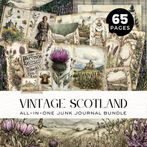 Pacchetto ALL-IN-ONE Vintage Scotland Junk Journal, pagine di diario stampabili da scaricare digitalmente, effimere vintage, DDJJ018D