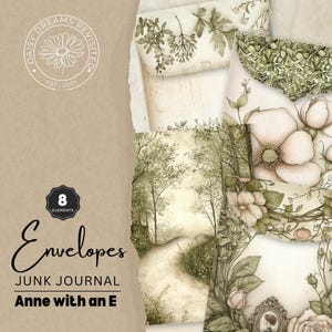 ANNE of the Orchards Junk Journal Envelopes - Vintage Ephemera Pack - Printable Crafting Supplies - Digital Download, DDJJ016J