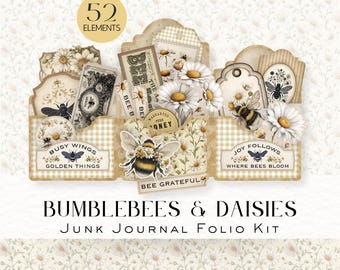 Vintage-Junk-Journal-Folio-Set zum Ausdrucken: 52 Ephemera-Elemente (Digitaler Download)