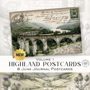 Cartes postales Highland vintage Scotland Junk Journal Volume 1, cartes journal imprimables, téléchargement numérique, éphémères vintage, DDJJ0361