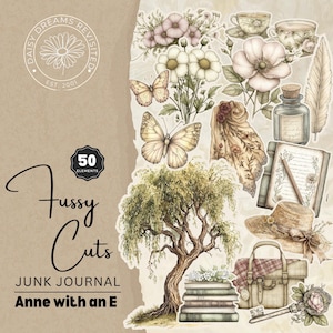 Diario basura ANNE of the Orchards Fussy Cuts - Paquete de efímeras vintage - Materiales imprimibles para manualidades - Descarga digital, DDJJ016N