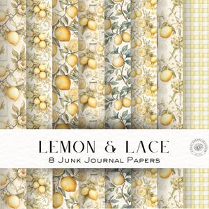 Kit de diario basura Lemon & Lace: Papel con impresión vintage, páginas de diario basura, descarga digital imprimible estilo cottagecore, álbum de recortes DDJJ035J