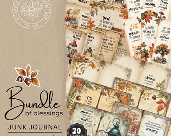 Seasons of Faith: Autumn Junk Journal Bundle, watercolor clipart, printable ephemera, paper craft, DDRJJ004N