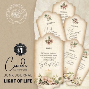 光の生命の聖典カード、四旬節のバラのコレクション、信仰のジャンクジャーナルのエフェメラ、デジタルダウンロード、DDJJ007F