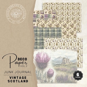 Vintage Scotland Junk Journal Dekorpapier Band 2, Printable Journal Seiten, digitaler Download, DDJJ018D