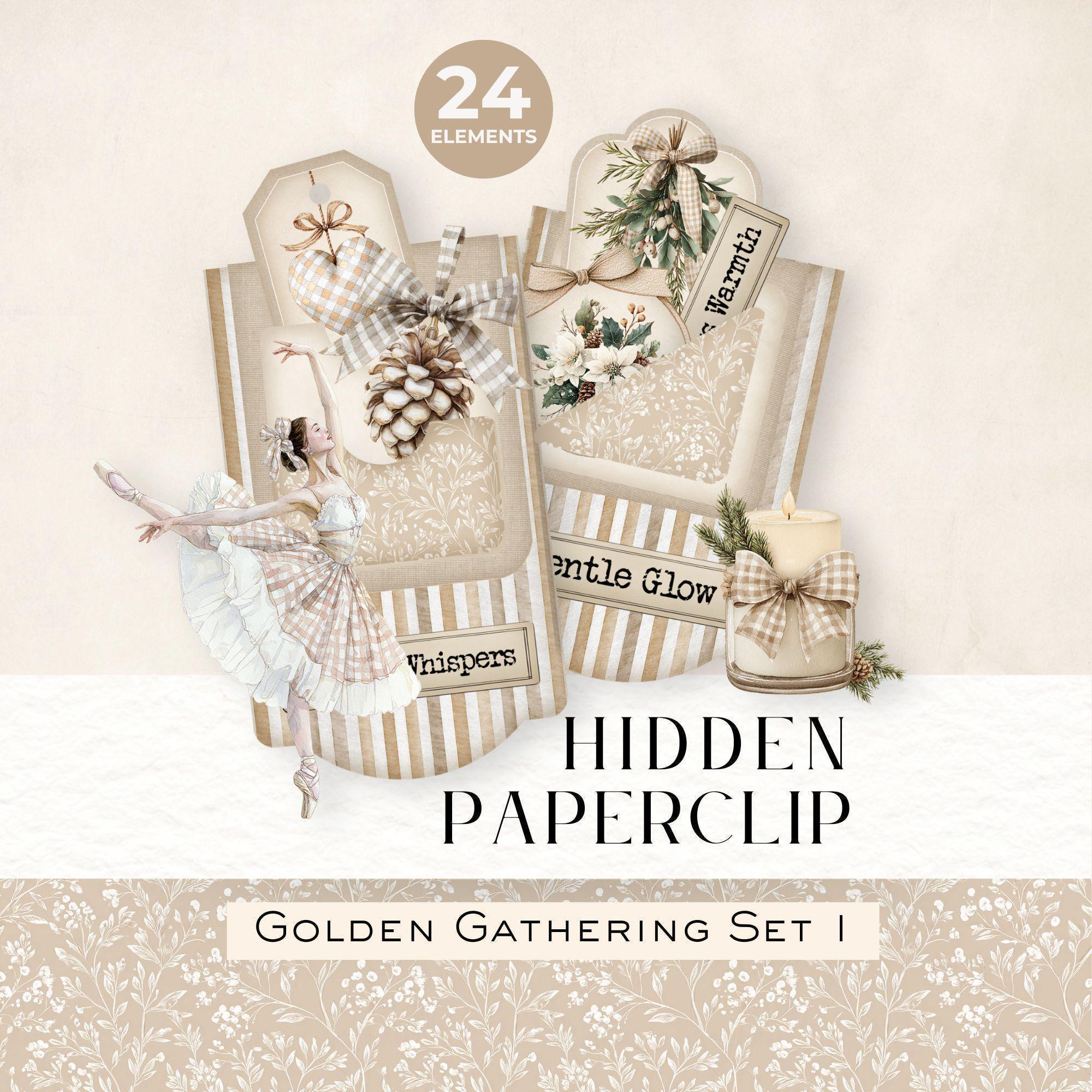 Golden Gathering Set 1 - Hidden Paperclips, Vintage Christmas Junk ...
