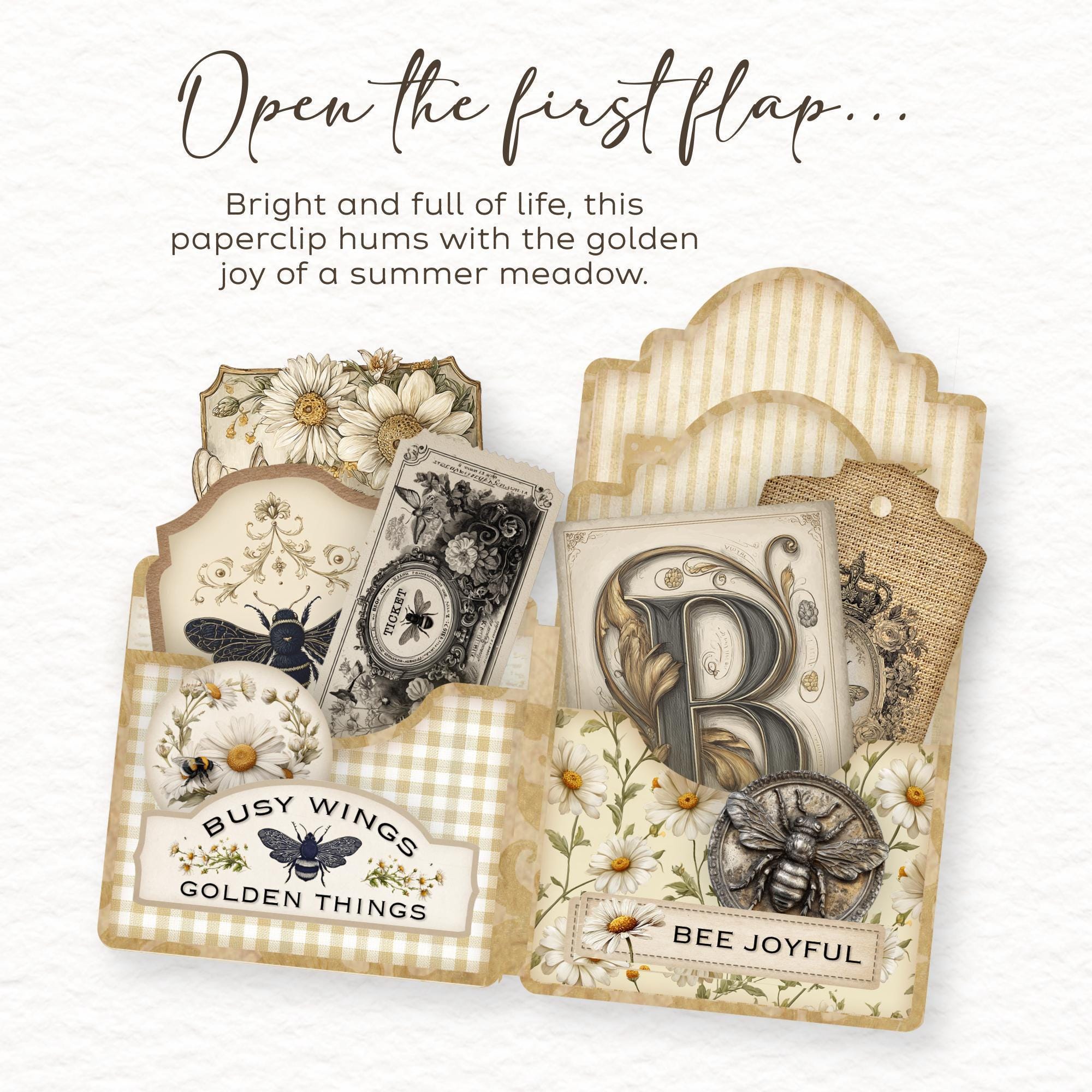 Printable Vintage Junk Journal Folio Kit: 52 Ephemera Elements (digital ...