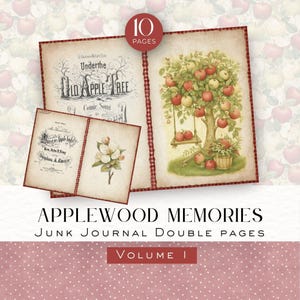 Applewood Memories Journal Pages, 10 Vintage Double Sheets for Junk Journals