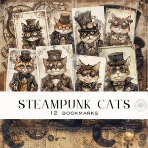 Junk Journal Steampunk Cats, Digital Printables & Ephemera for Scrapbooking, Unique Craft Supplies, DDJJ031E