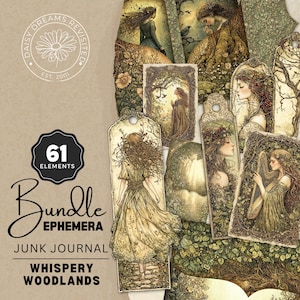 Whispery Woodlands Junk Journal Ephemera Bundle - Forest Nymph Printables and Digital Downloads - DDJJ014K