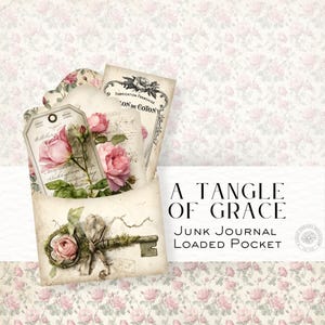 Un groviglio di grazia / Kit tascabile con nastri intrecciati e rose – Elegante diario di viaggio stampabile DDJJ037I6