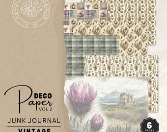Vintage Scotland Junk Journal Decorative Paper Volume 2, Printable Journal Pages, Digital Download, DDJJ018D