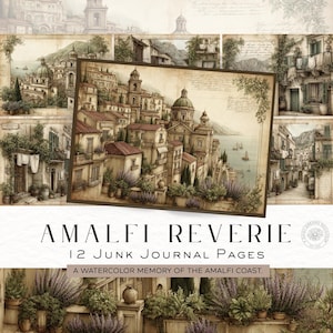 Amalfi Coast Junk Journal Kit - Vintage Italy Printable Ephemera & Travel Paper PackDDJJ016P3