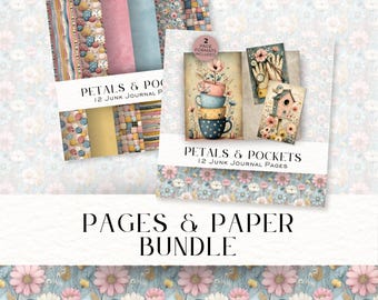 Floral Junk Journal Kit: Vintage Ephemera, Scrapbook Paper (Digital Download)