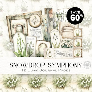 Ensemble tout-en-un vintage perce-neige symphonie indésirable journal, pages imprimables, téléchargement numérique, DDJJ0022M