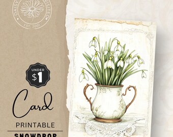 Vintage Snowdrop Symphony foldable Card, Printable Pages, Digital Download, DDJJ007AD