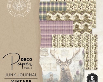 Vintage Scotland Junk Journal Decorative Paper Volume 1, Printable Journal Pages, Digital Download, DDJJ018C