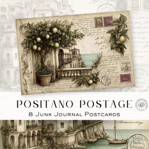 Positano Junk Journal Kit - Vintage Postkarten, italienische Ephemera & Printable Paper Pack DDJJ016P1