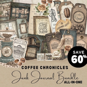 Diario basura Coffee Chronicles PAQUETE TODO EN UNO: imprimibles y descargas digitales de café vintage - DDJJ015M