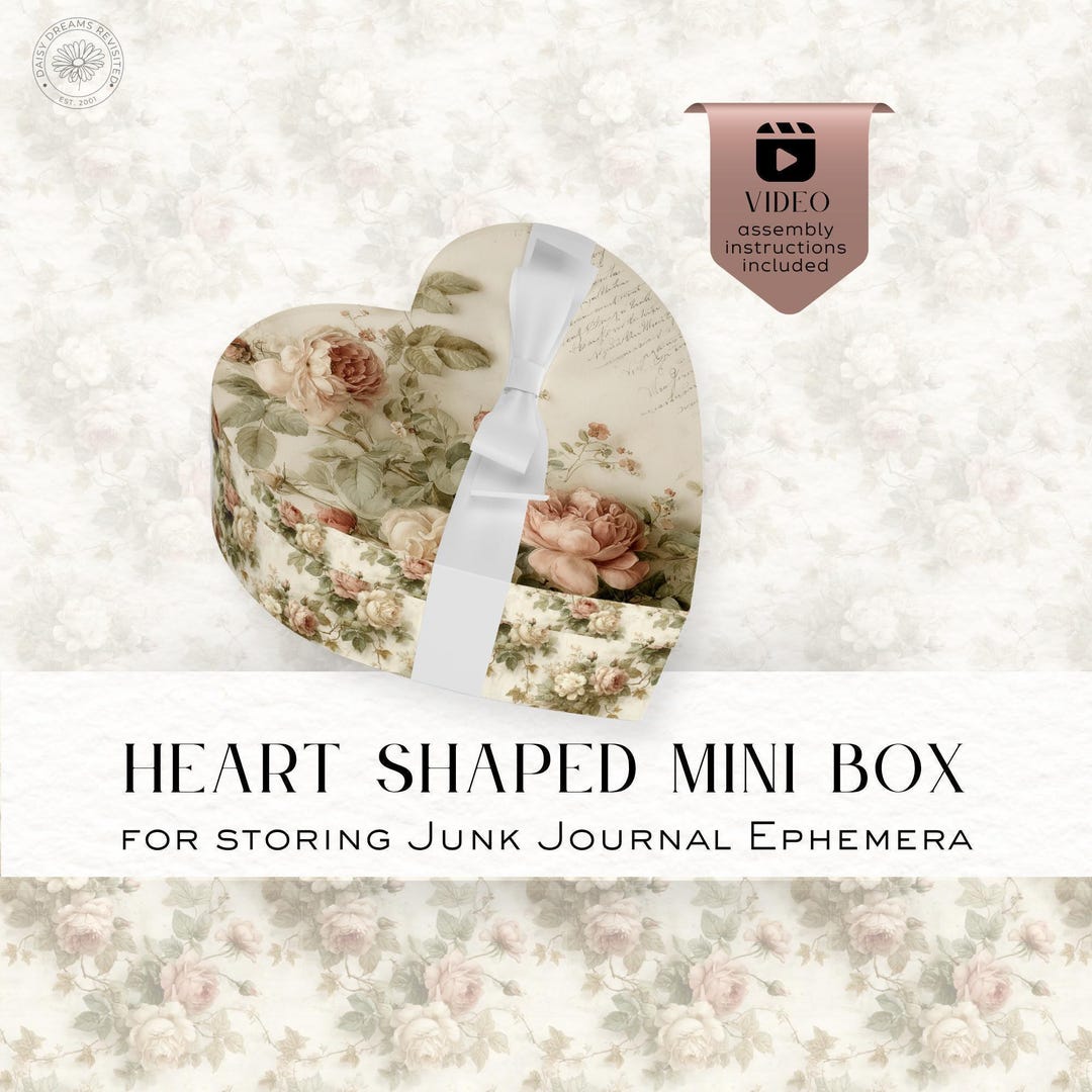 Vintage Rose Heart Shaped Mini Box – Shabby Chic Printable for Junk ...