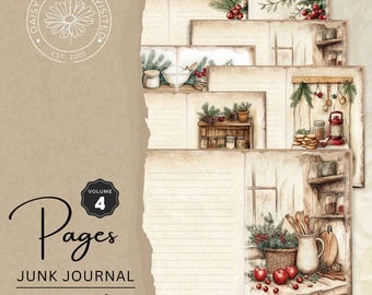 Suger & Spice Christmas Bakery Folio Pages Volume 4, Junk Journal  Kit, Vintage Christmas Tags, Digital Download, DDRJJ003D