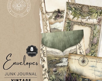 Vintage Scotland Junk Journal Envelopes, Printable, Digital Download, DDJJ018J