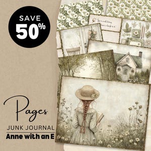ANNE of the Orchards Junk Journal Pages Bundle - Vintage Ephemera Pack - Printable Crafting Supplies - Digital Download, DDJJ016E